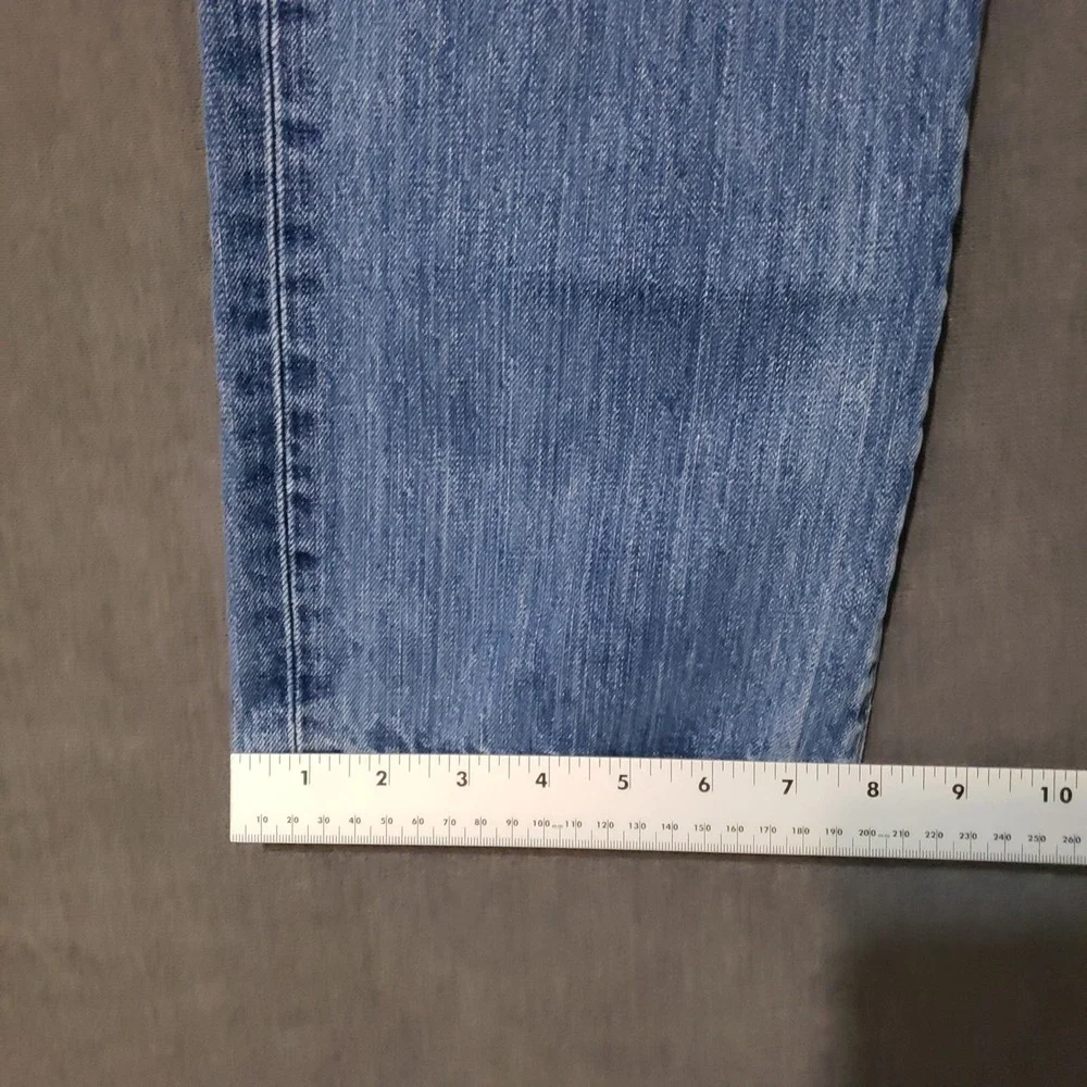 Gap 1969 Slim Jeans Mens 38x30 Blue Medium‎ Wash Cotton Denim Distressed Hem